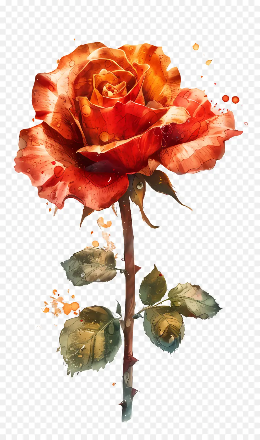 Rosa Acuarela，Rosas Rojas PNG