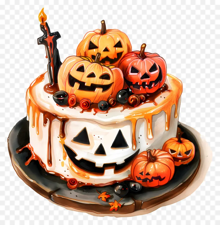 Pastel De Halloween，Calabazas PNG