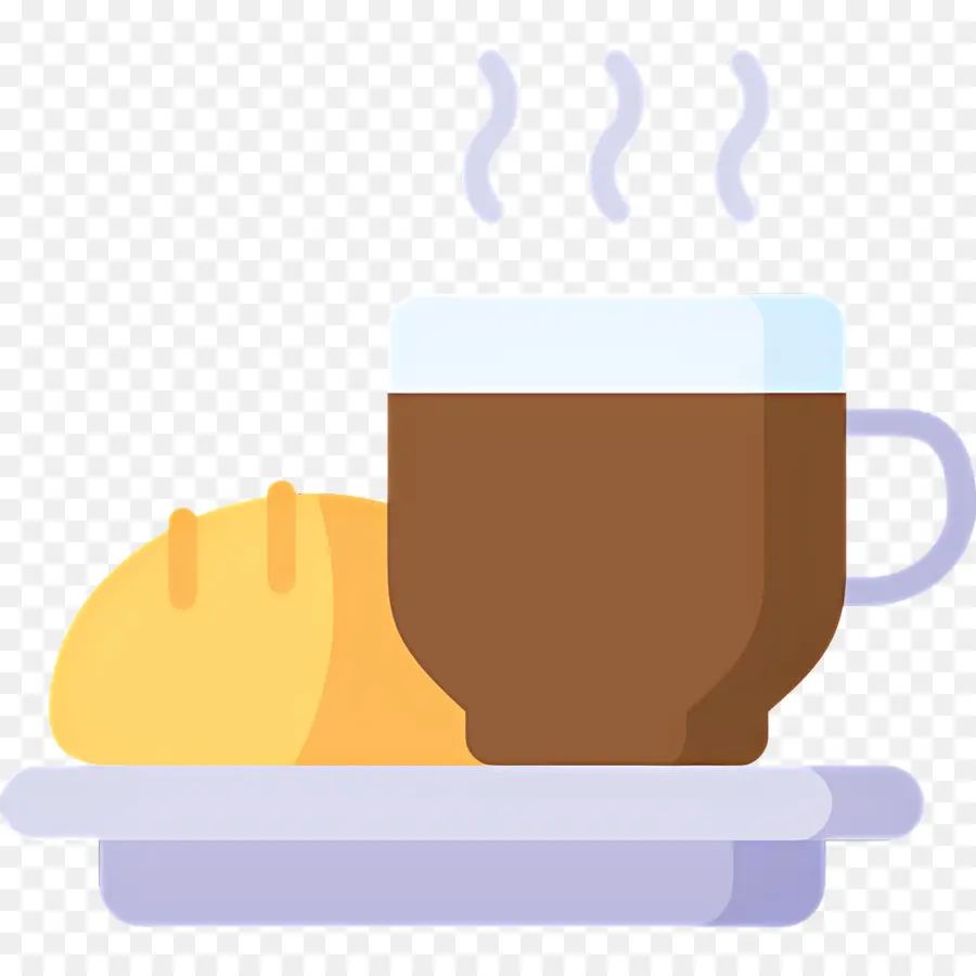 Desayuno Cafe，Taza De Café Y Croissant PNG