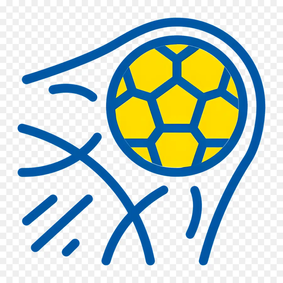 Portería De Futbol，Bola Amarilla Y Azul PNG