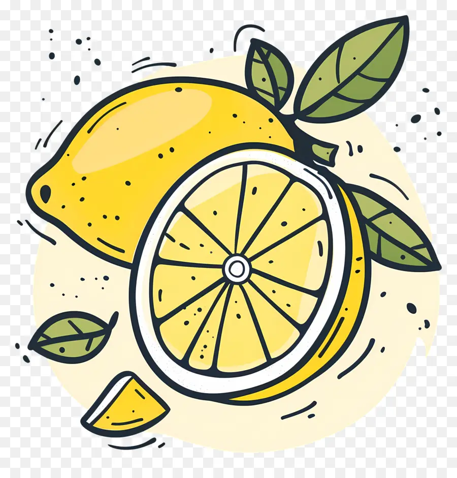 Limones Con Hojas，Rodaja De Limon PNG