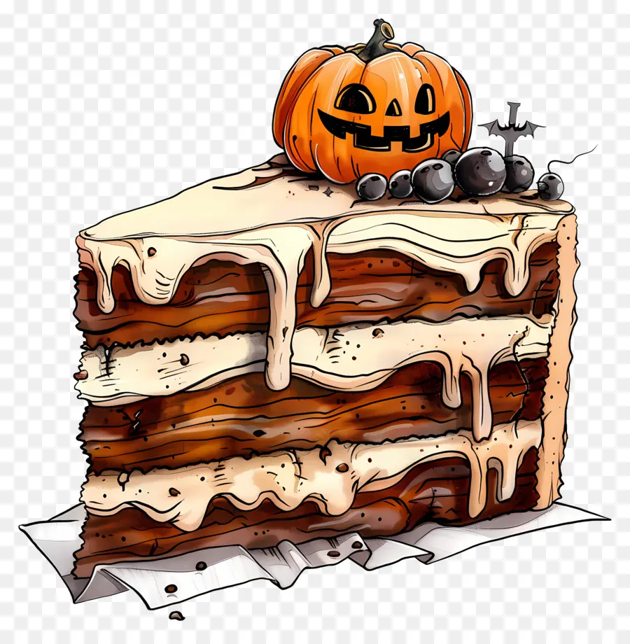 Pastel De Halloween，Rebanada De Pastel De Halloween PNG