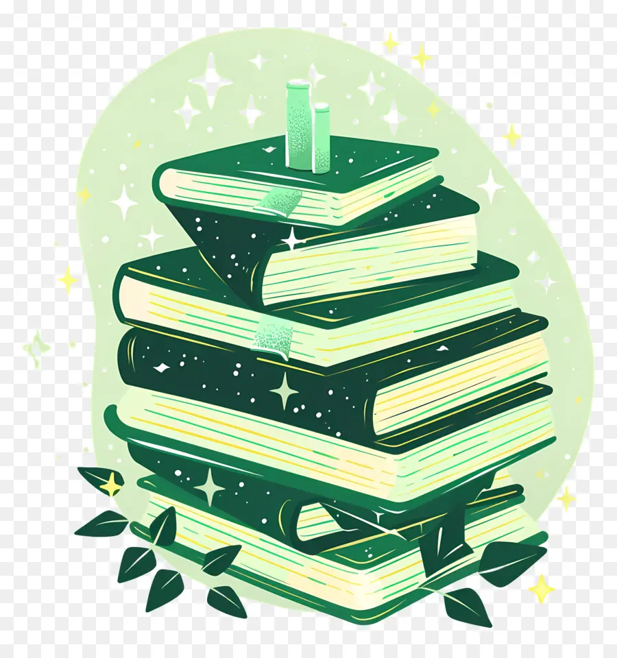 Libros Verdes，Pila De Libros PNG