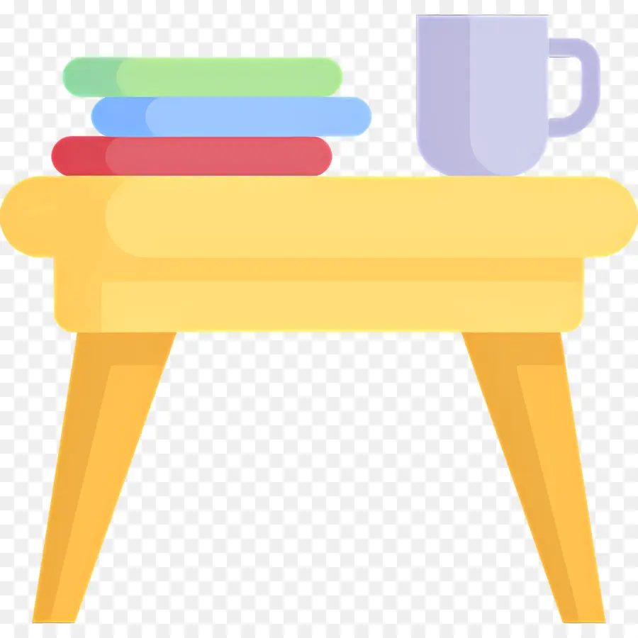 Mesa De Centro，Mesa Con Libros Y Taza PNG