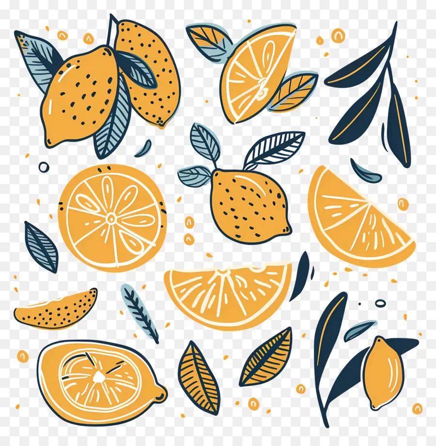 Limones Con Hojas，Limones PNG