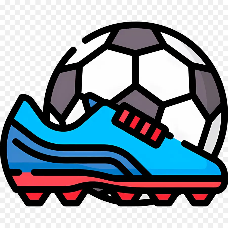 Botas De Futbol，Taco Azul Y Balón De Fútbol PNG