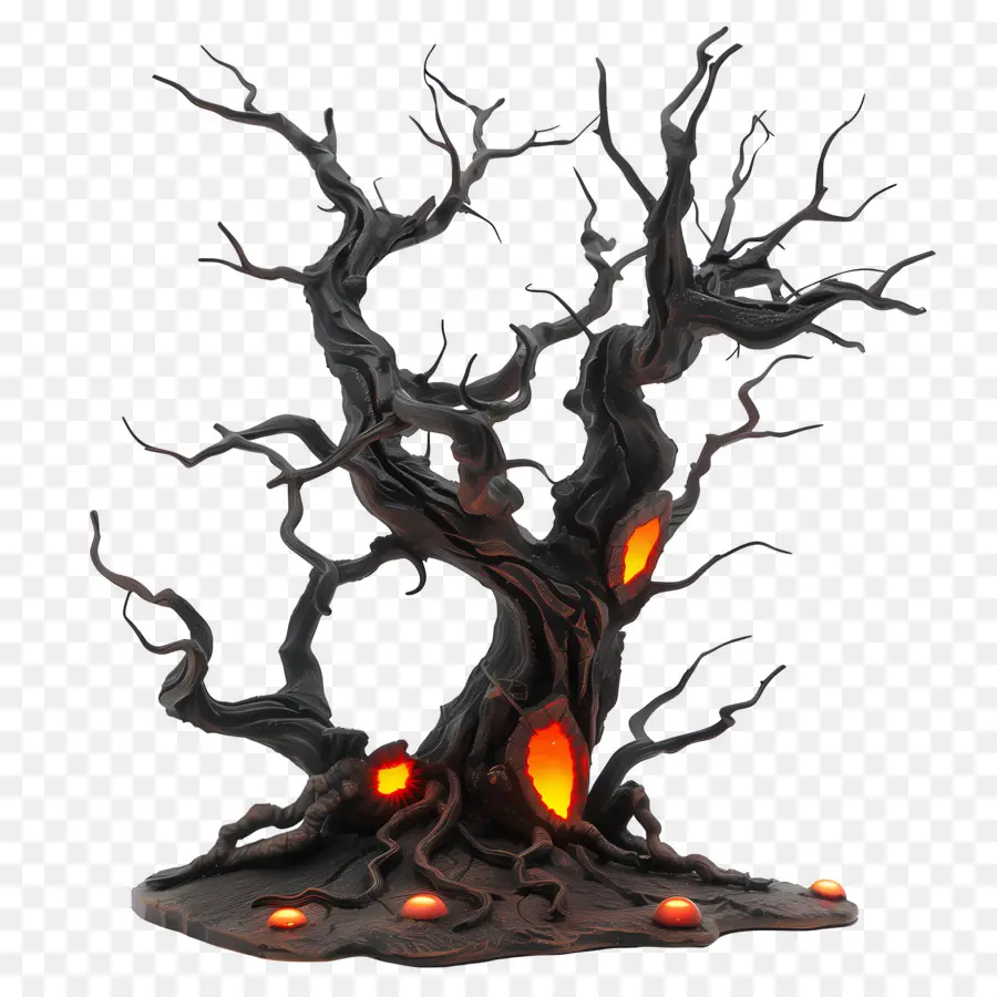 árbol De Halloween，árbol Resplandeciente PNG