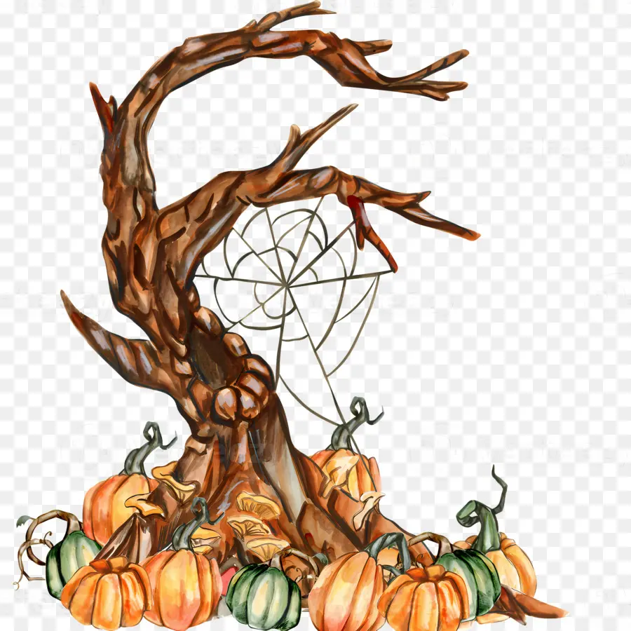 árbol De Halloween，Calabazas Y Arbol PNG