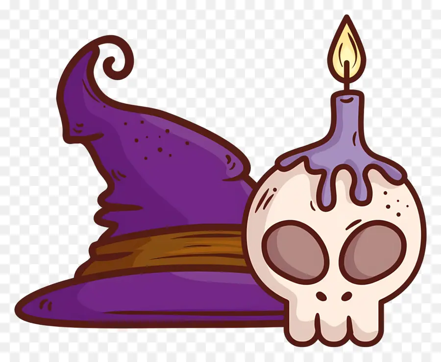 Vela De Halloween，Vela Con Sombrero De Bruja Y Calavera PNG