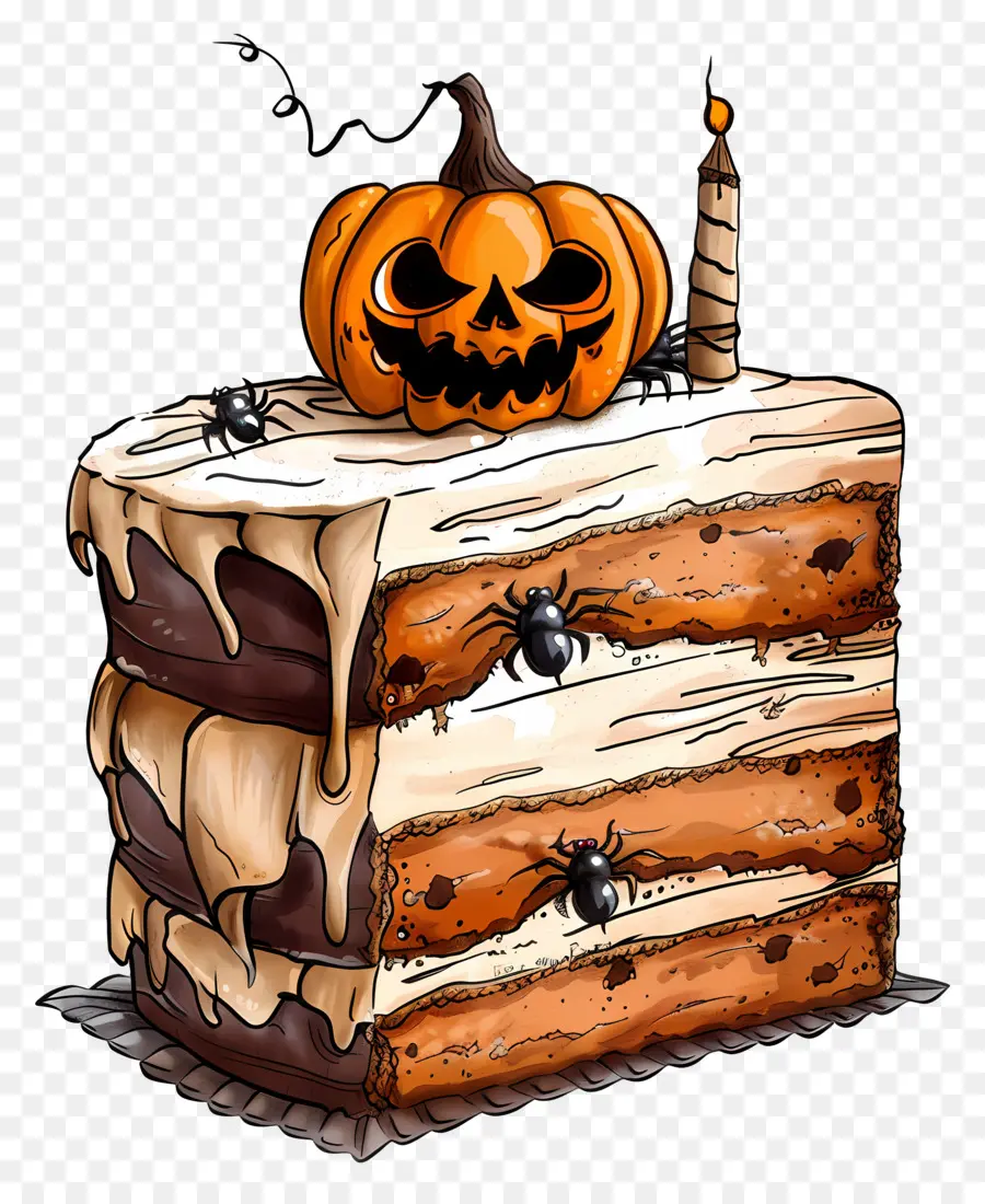 Pastel De Halloween，Rebanada De Pastel De Halloween PNG