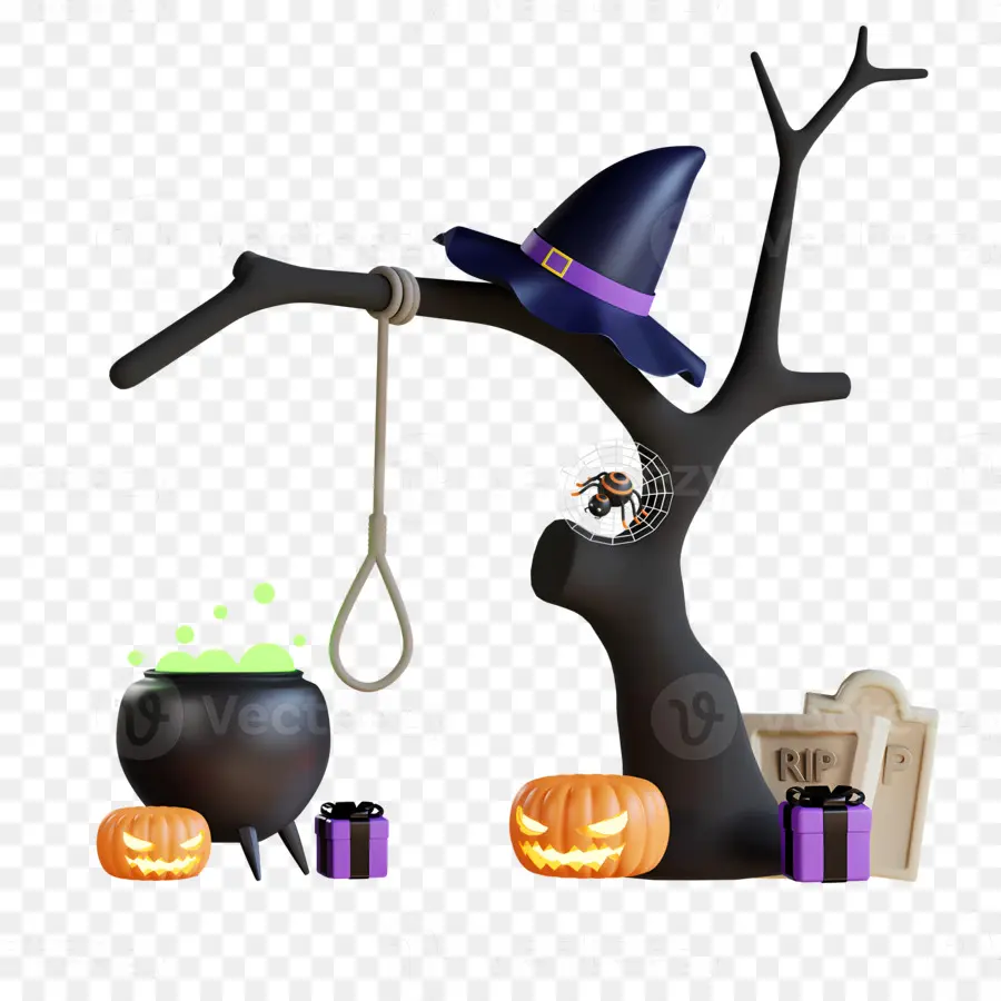 árbol De Halloween，Decoraciones De Halloween PNG