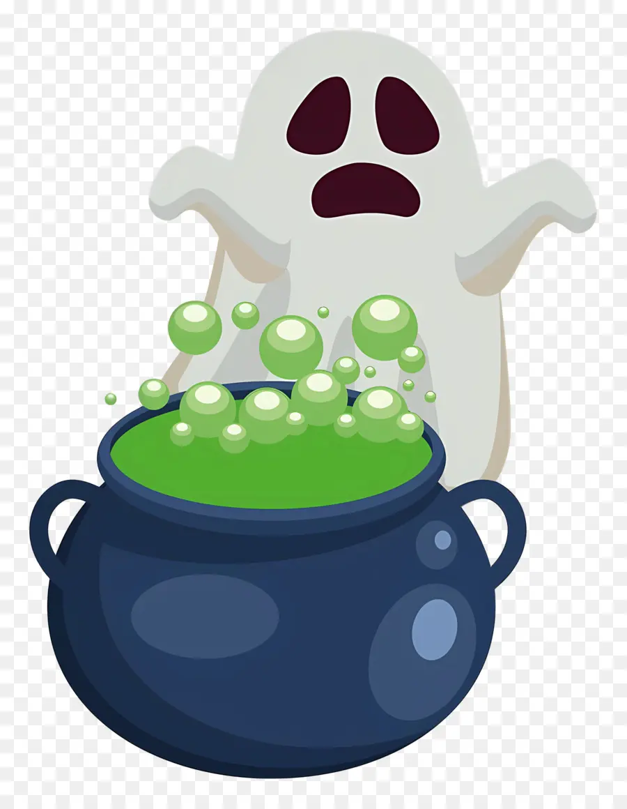 Caldero De Halloween，Fantasma Con Caldero PNG