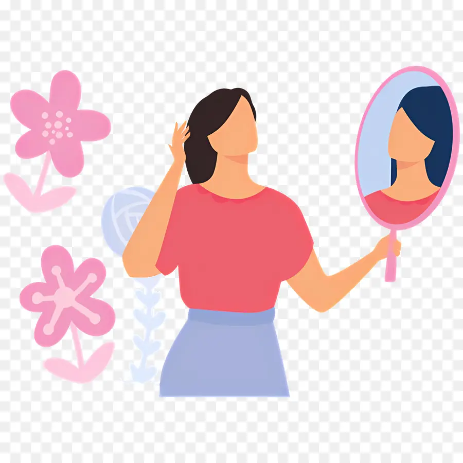 Chica De Belleza，Mujer Con Espejo PNG