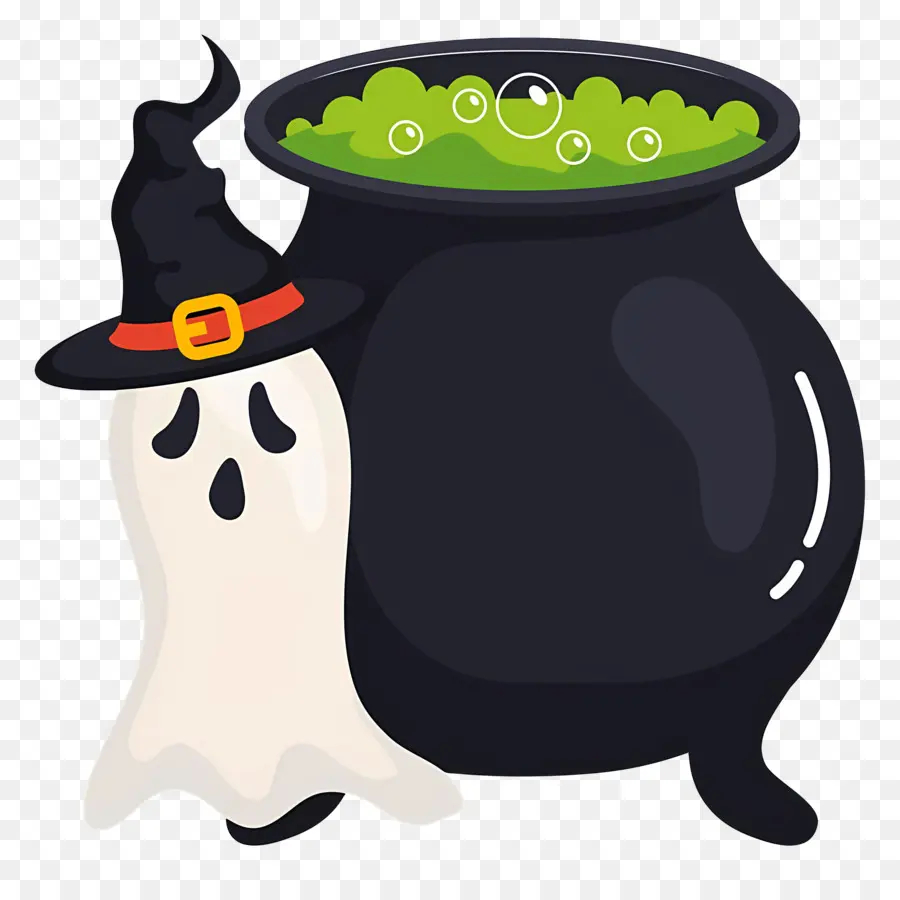 Caldero De Halloween，Fantasma Con Caldero PNG