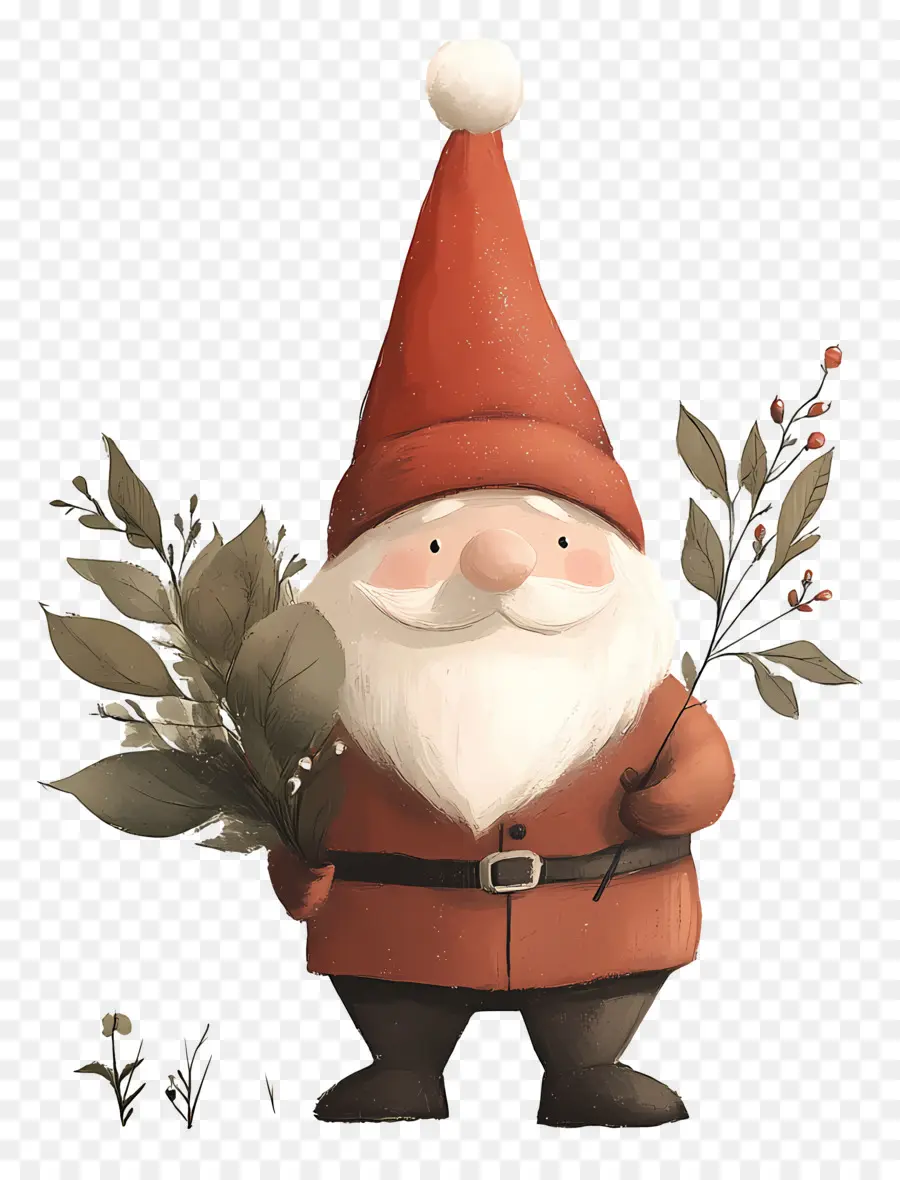 Gnomo De Navidad，Gnomo Con Hojas PNG