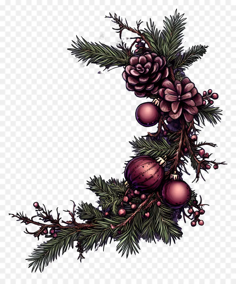 Rincón De Navidad，Guirnalda De Navidad Morada PNG