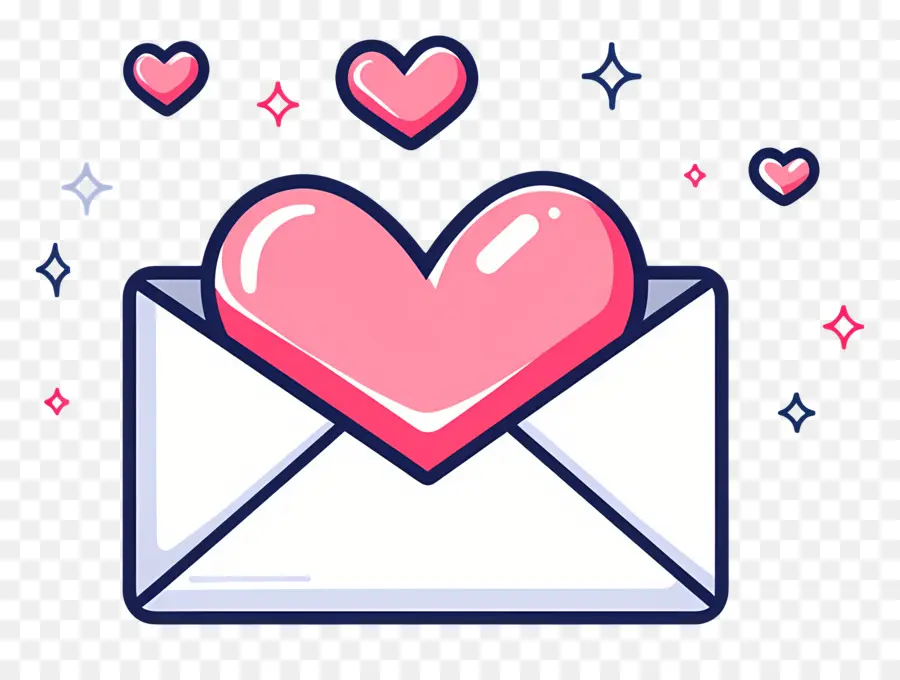 Correo De Amor，Sobre Con Corazón PNG