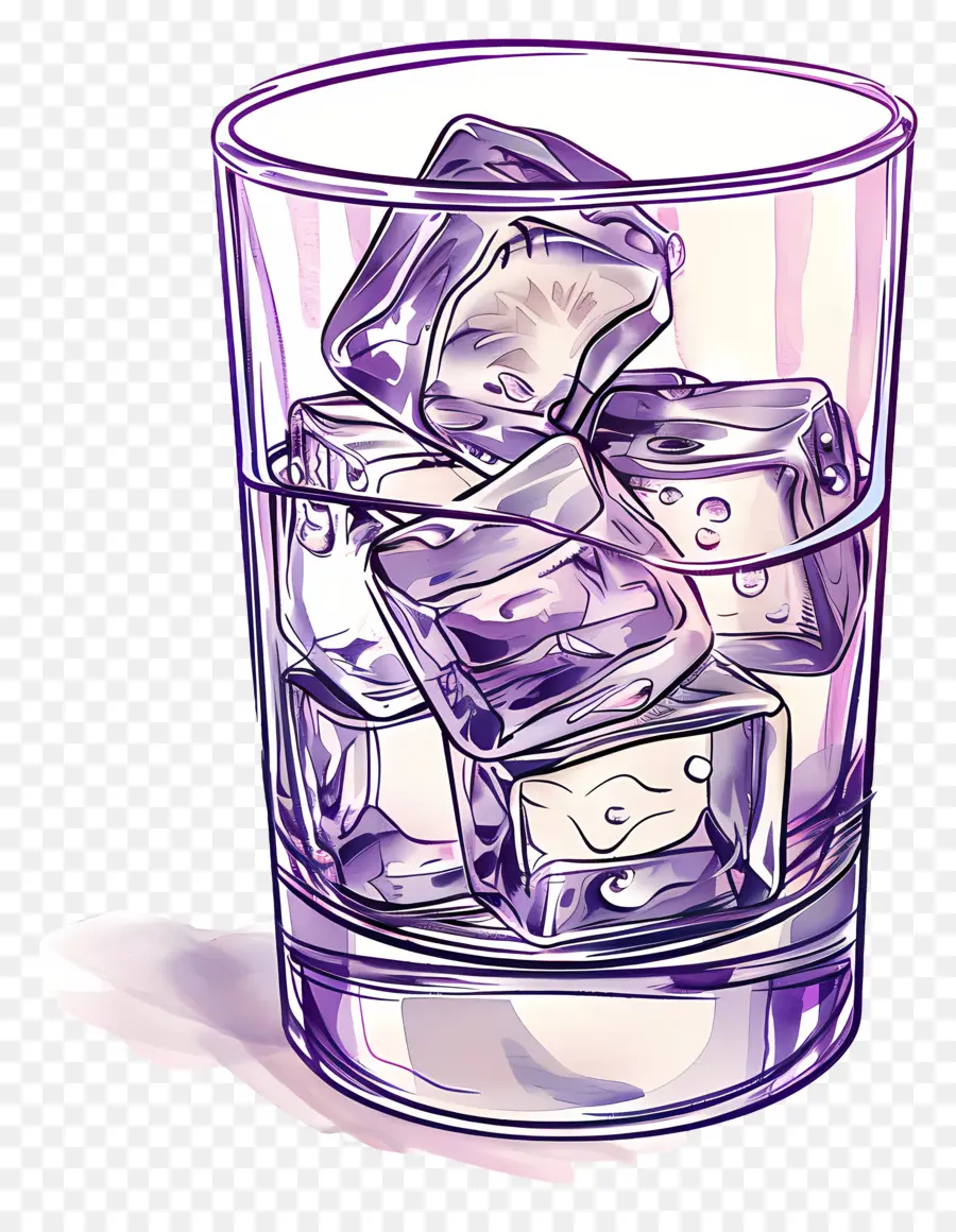 Cafe Frio，Vaso Con Cubitos De Hielo PNG