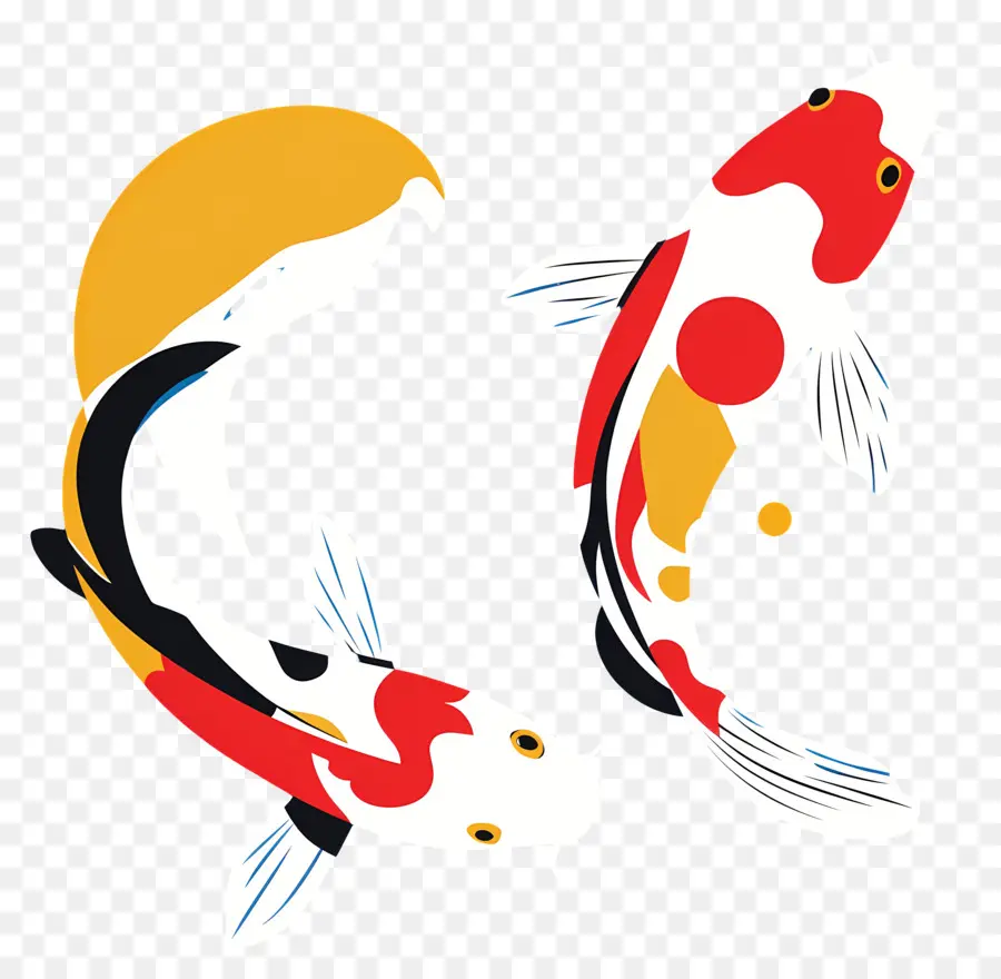 Pez Koi，Dos Coloridos Peces Koi PNG