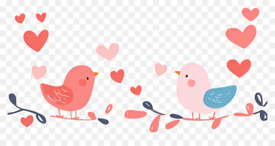 Frontera De Amor，Aves Con Corazones PNG