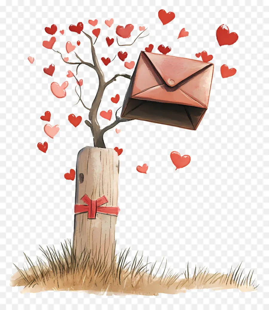 Correo De Amor，Sobre Con Corazones PNG