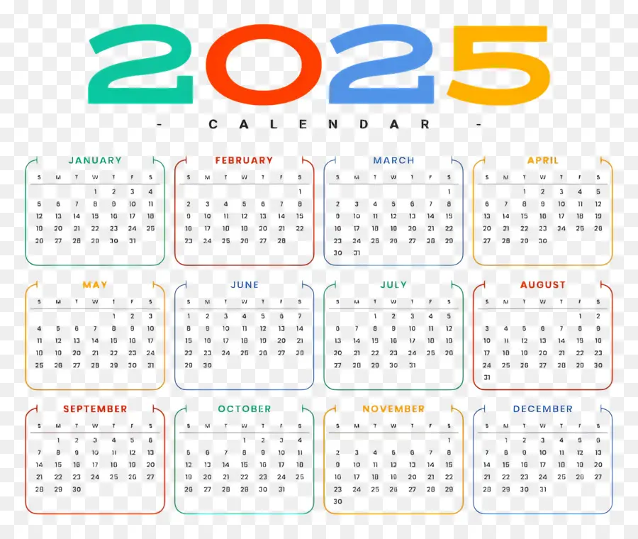 Calendario 2025，Año PNG