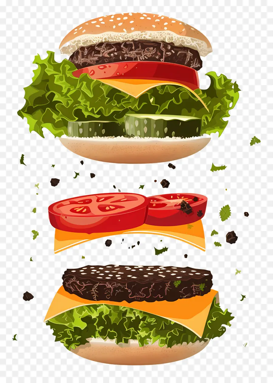 Hamburguesa Flotante，Ingredientes De La Hamburguesa PNG