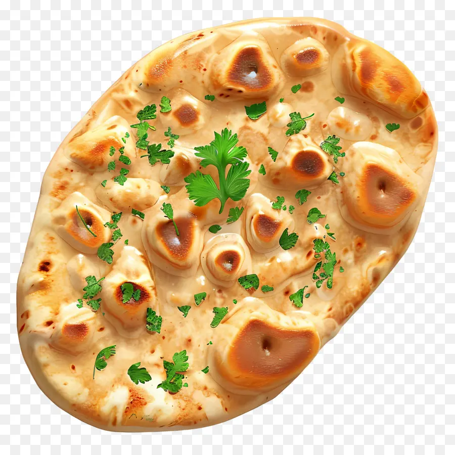 Pan Naan，Pan Plano Con Perejil PNG