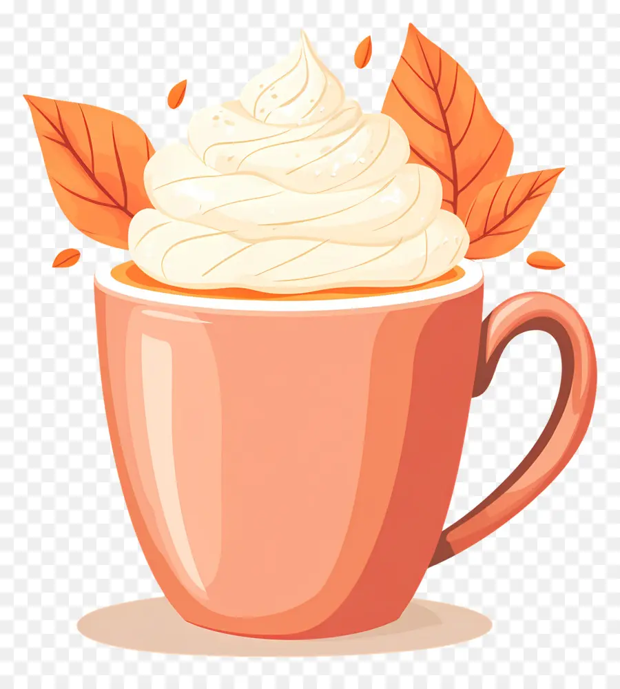 Café De Otoño，Taza Con Crema Batida PNG