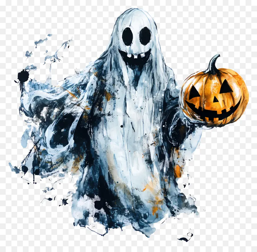 Calabaza Fantasma，Fantasma Con Calabaza PNG