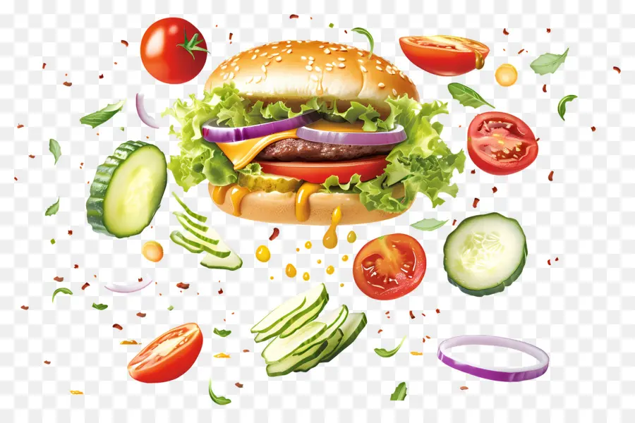 Hamburguesa Flotante，Hamburguesa Dinámica PNG