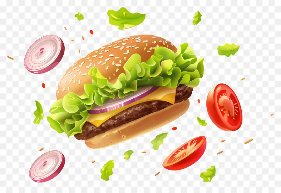 Hamburguesa Flotante，Hamburguesa Realista PNG