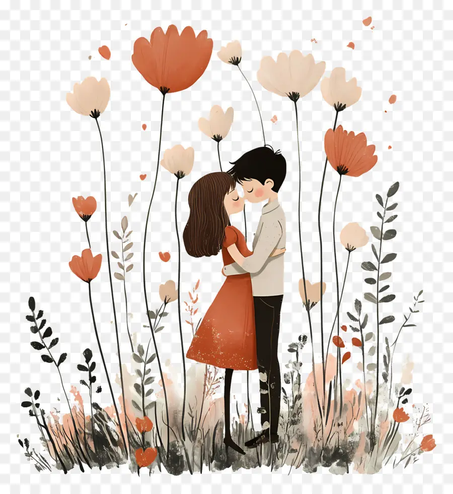 Lindo Amor，Pareja En Flores PNG