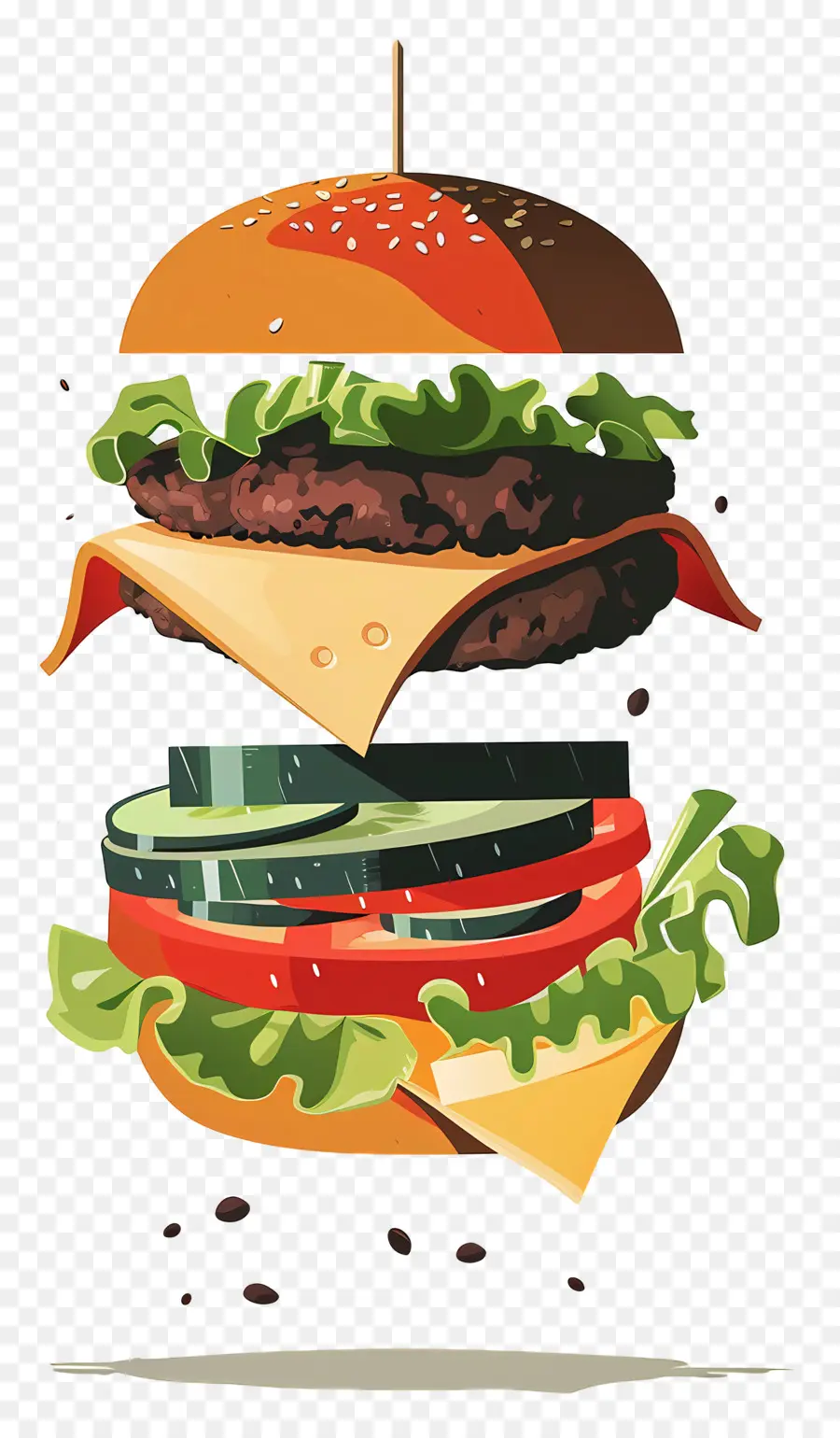 Hamburguesa Flotante，Ingredientes De La Hamburguesa PNG