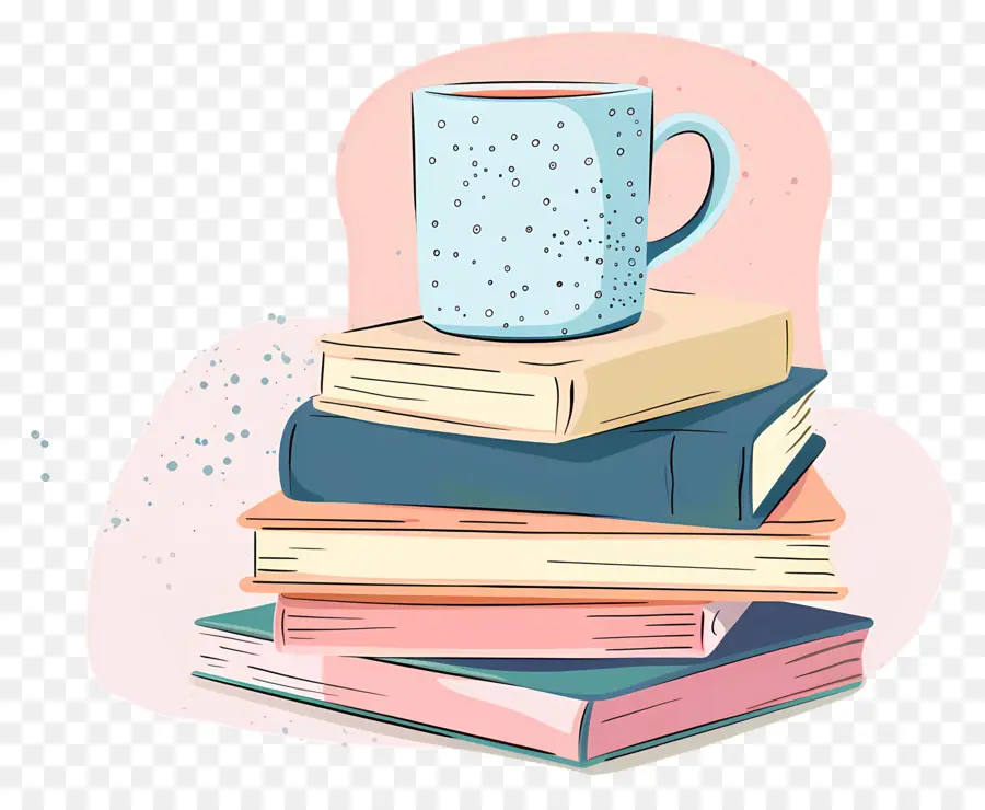 Libro Y Café，Pila De Libros Con Tazas PNG