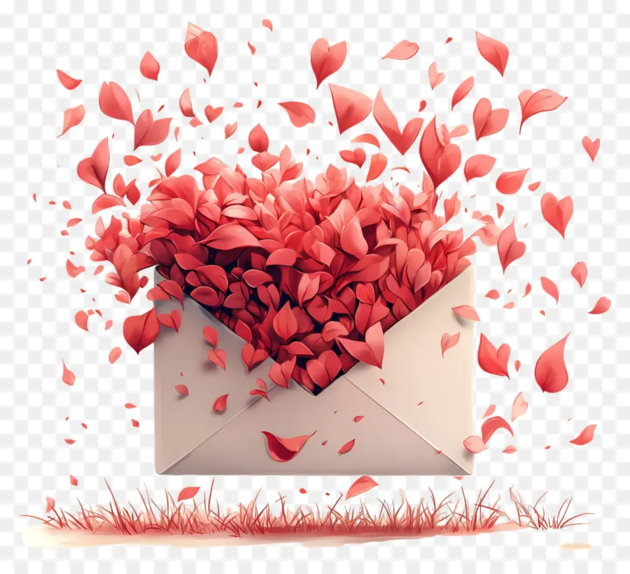 Correo De Amor，Sobre Con Pétalos PNG