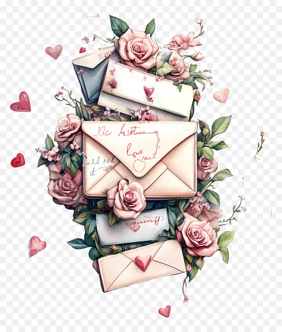 Correo De Amor，Sobres Con Rosas PNG