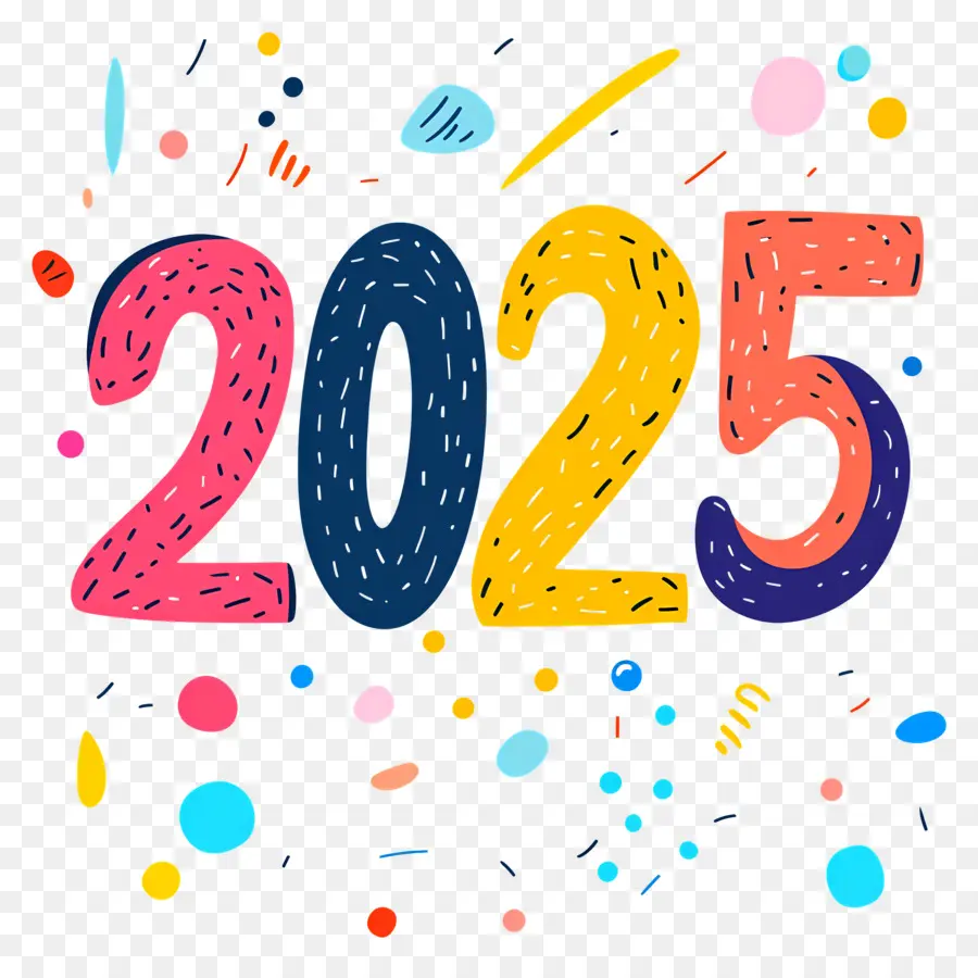 2025 Año Nuevo，Colorido 2025 PNG