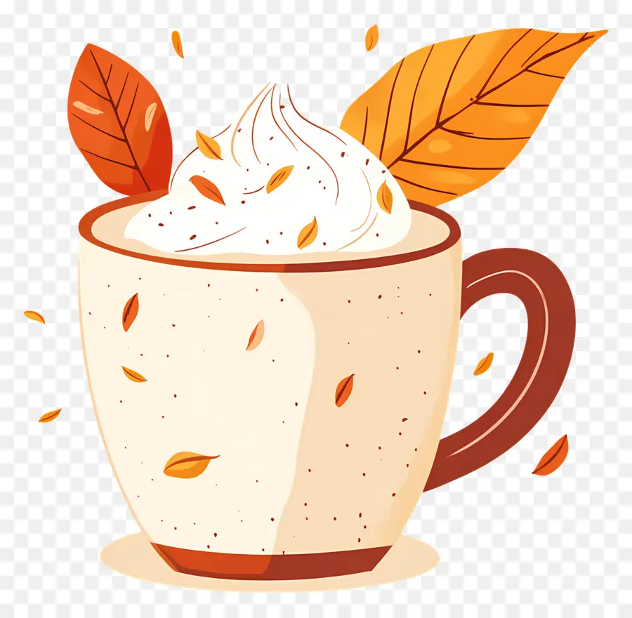 Café De Otoño，Taza Con Crema Batida PNG