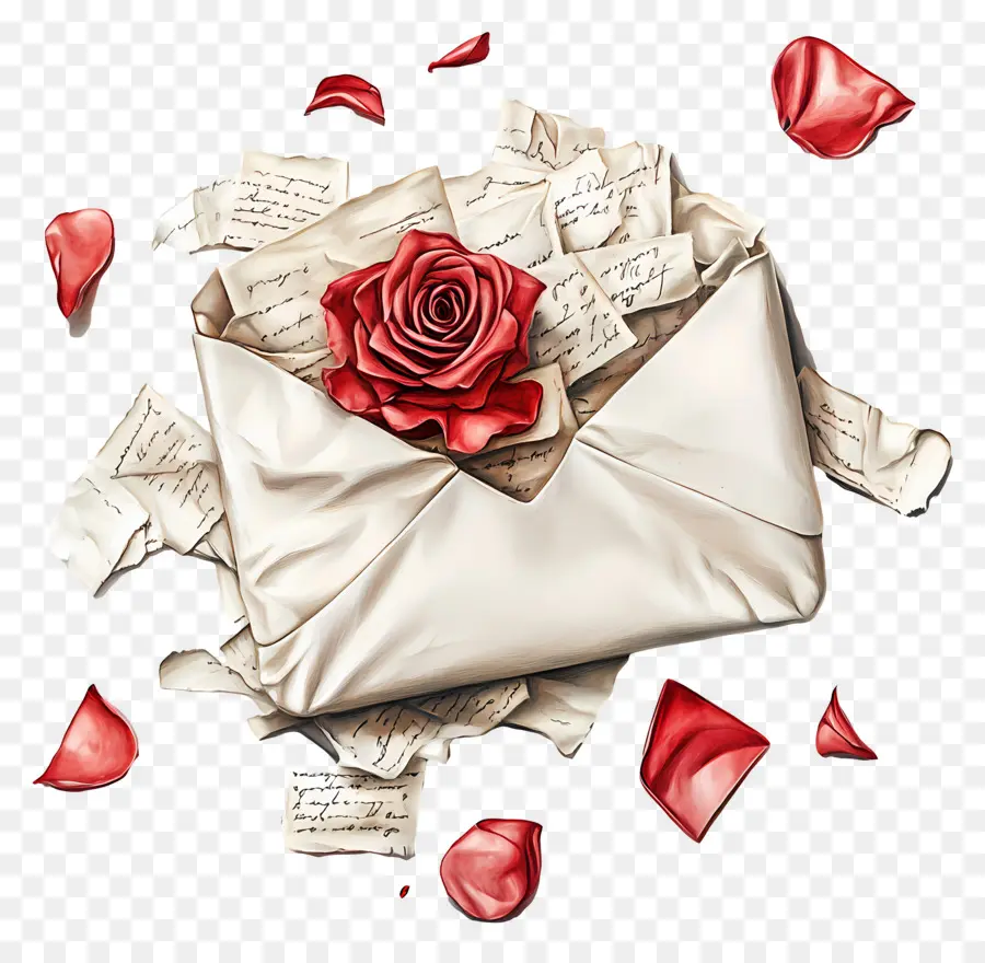 Correo De Amor，Sobre Con Rosa PNG