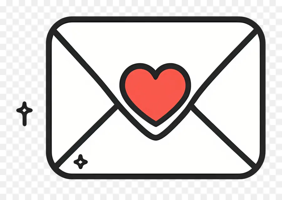 Correo De Amor，Sobre Con Corazón PNG