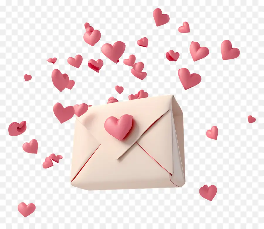 Correo De Amor，Sobre Con Corazones PNG