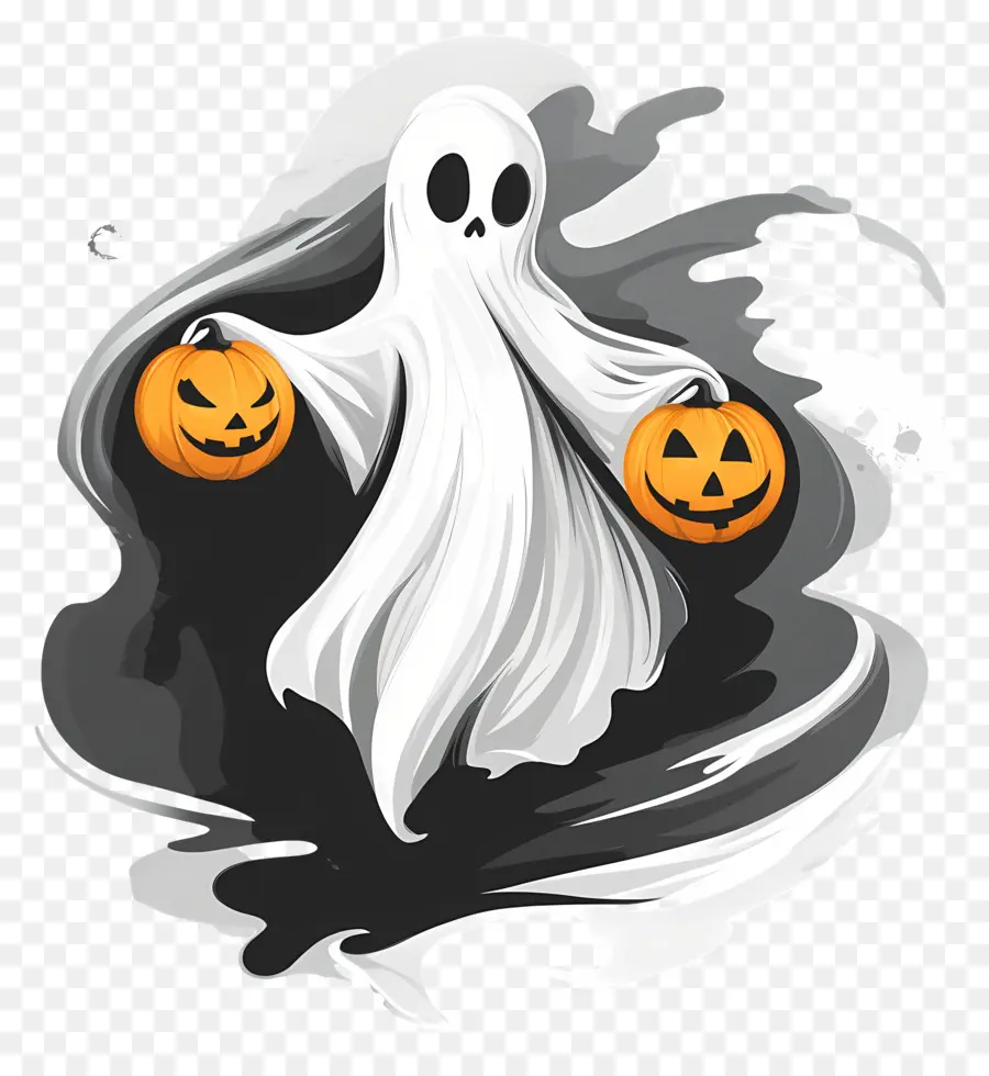 Calabaza Fantasma，Fantasma Con Calabazas PNG