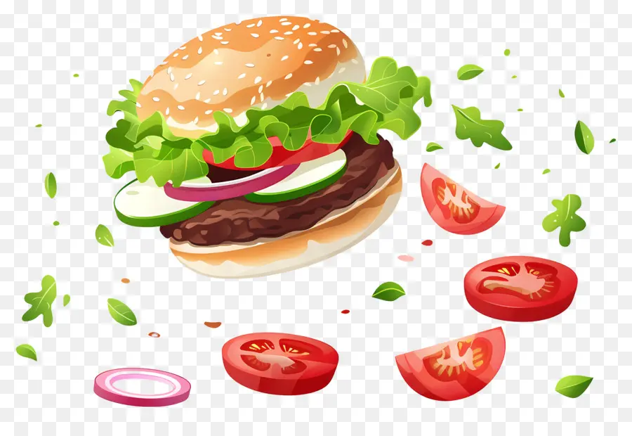 Hamburguesa Flotante，Hamburguesa Realista PNG