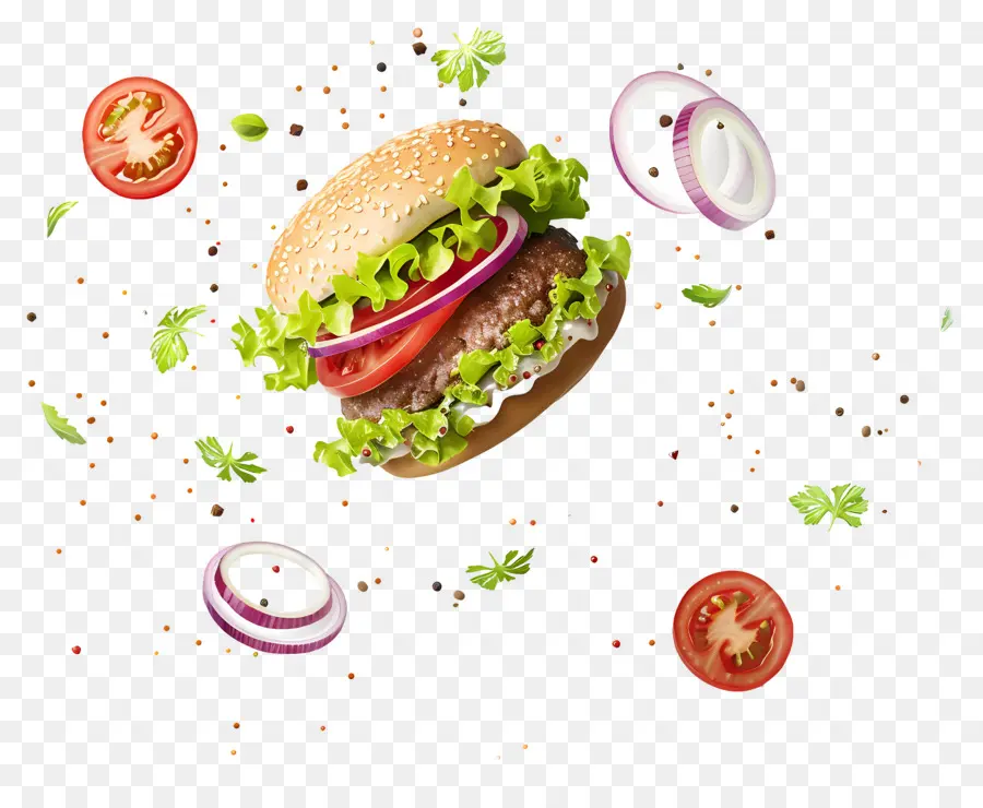 Hamburguesa Flotante，Hamburguesa Realista PNG