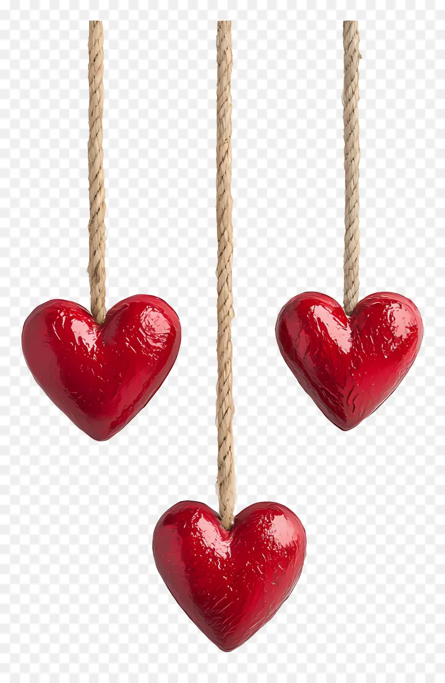 Amor Colgante，Corazones Rojos Colgantes PNG