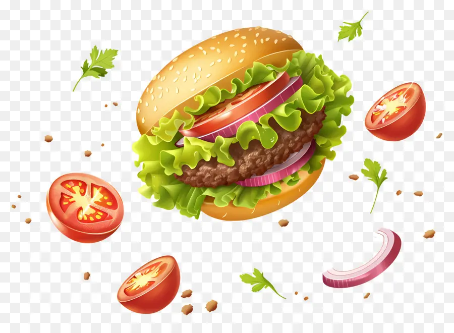 Hamburguesa Flotante，Hamburguesa Realista PNG