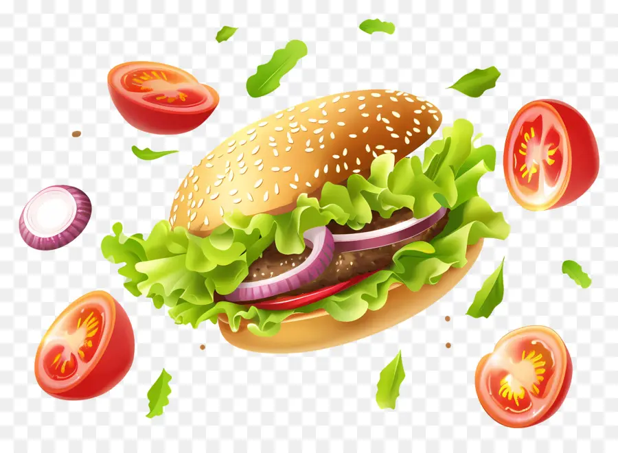 Hamburguesa Flotante，Hamburguesa Realista PNG