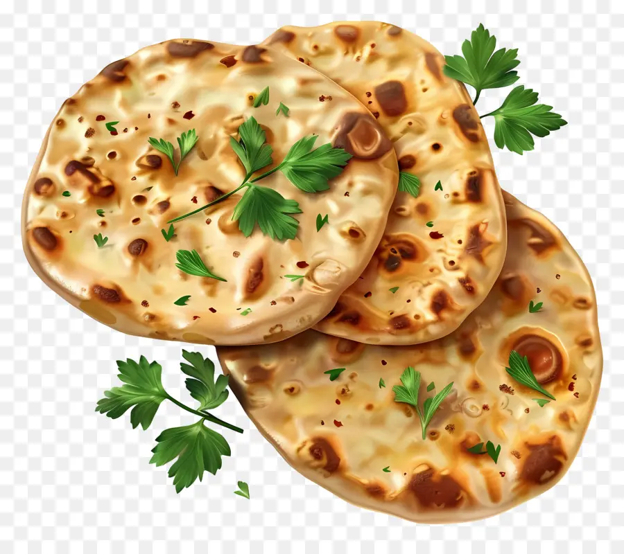 Pan Naan，Pan Plano Con Hierbas PNG