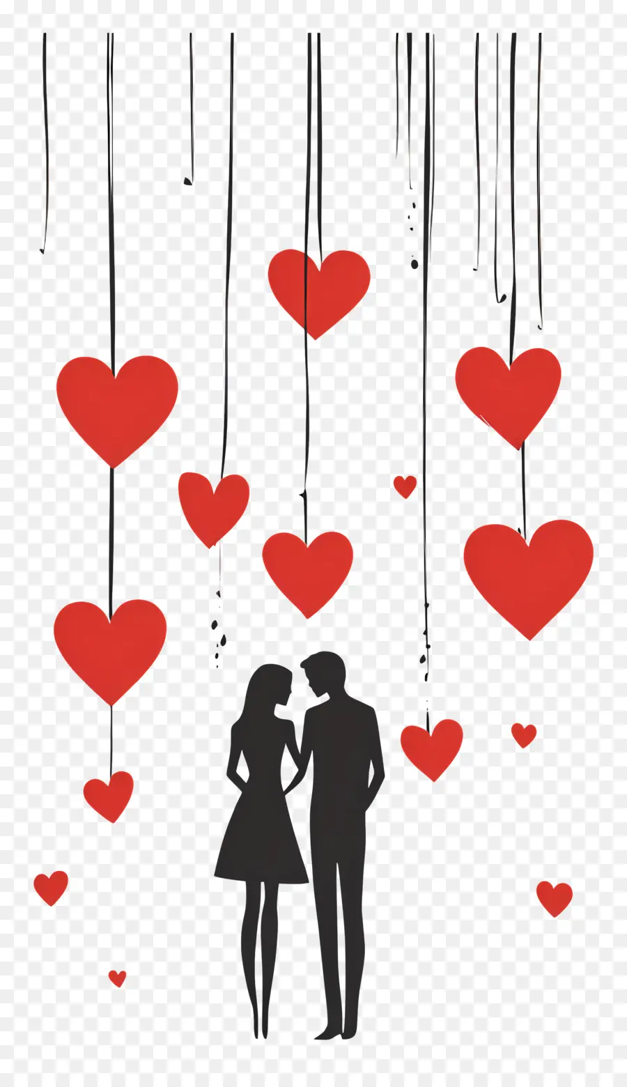 Amor Colgante，Pareja Con Corazones PNG